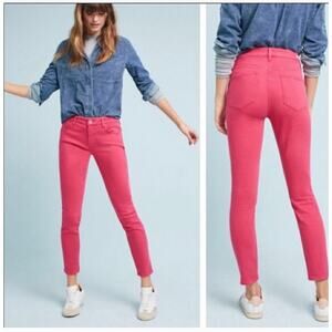 Anthropologie Pilcro Hot Pink Mid Rise Skinny Ankle Jeans 25 2